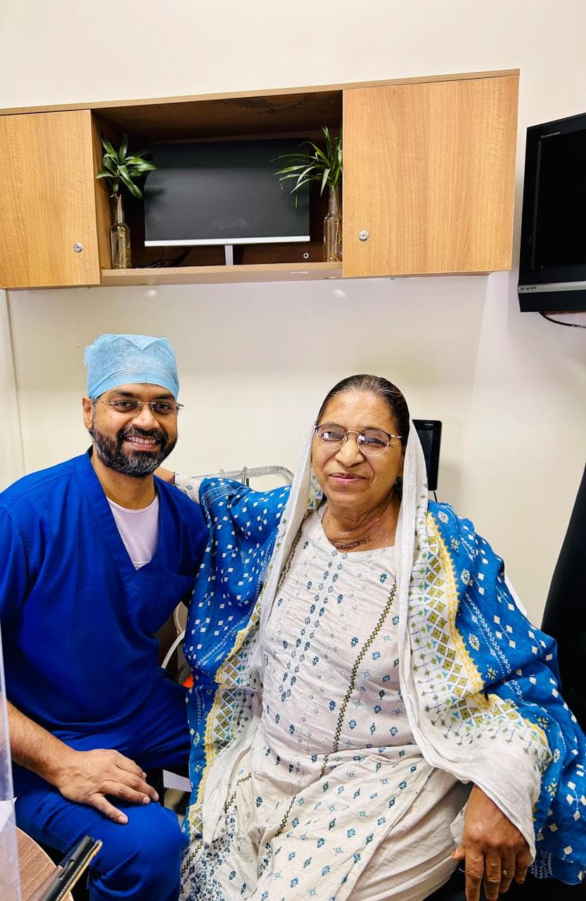 Dr. Savyasachi Saxena with a patient at the clinic